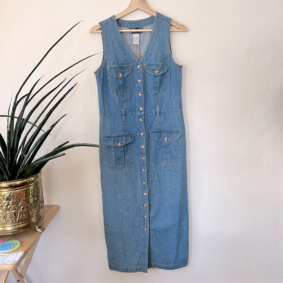 ** SOLD ** Vintage 90’s True Blue long jean dress - Picture 1 of 13